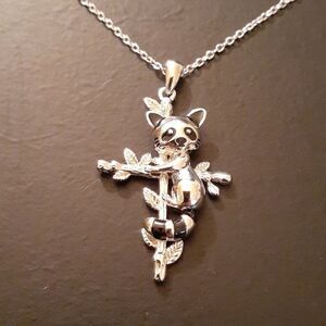 New S925 Peimko Jewelers Raccoon Cross Silver Pendant And S925 Silver Ne…